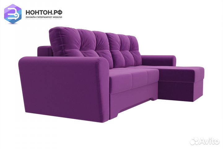 Диван угловой еврокнижка Амстердам микровельвет фи