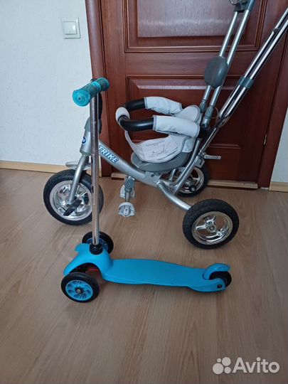 Велосипед детский трехколесный+самокат