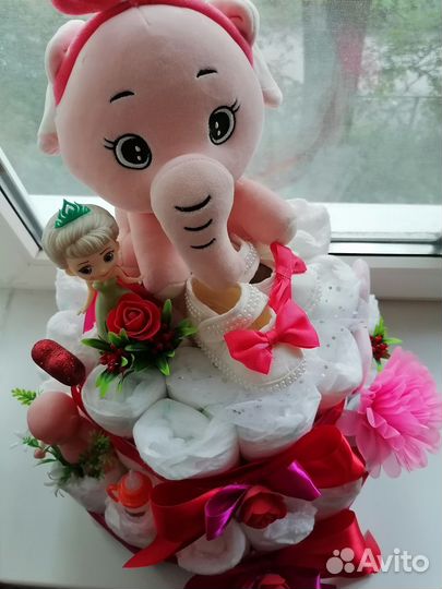 Торт из памперсов подарок на выписку