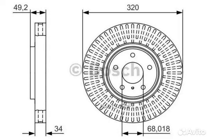 Bosch 0986479T32 Диск торм. пер. вент.320x34 5 отв