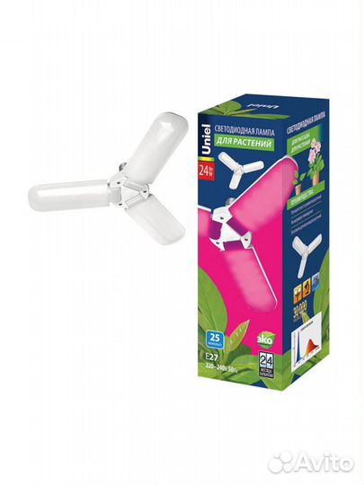 Фитолампа для растений uniel LED-P65-24W