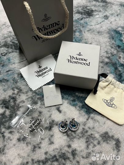 Серьги Vivienne Westwood голубые сатурн