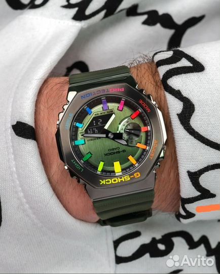 Casio G-Shock GM-2100B-3A Green Rainbow