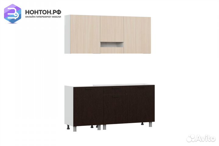 Кухня Адель 1.7 м дуб млечный / дуб венге