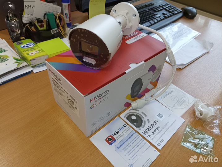 Камера IP 4Мп HiWatch DS-I450L(C) цветная ночью