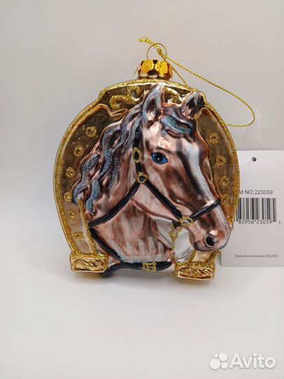 Елочная игрушка подкова новая стекло