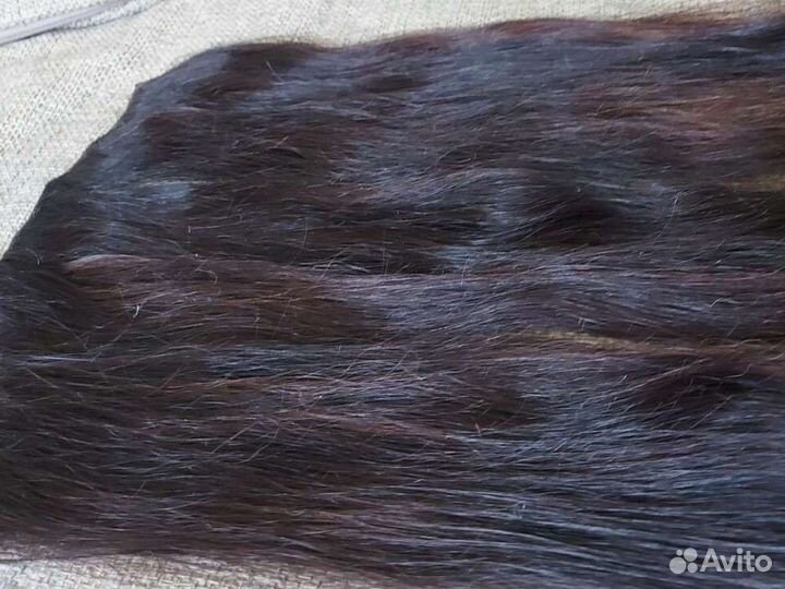 Волосы натуральные на заколках темно-русый