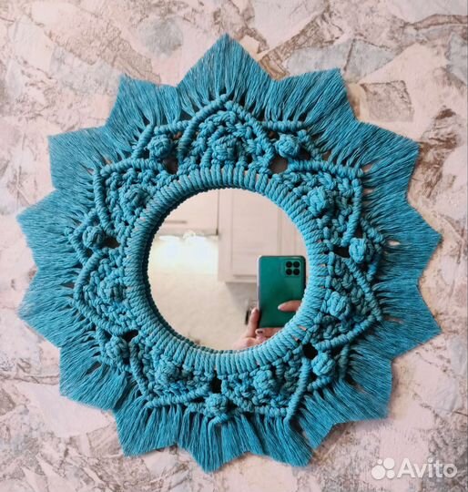 Зеркало макраме. Декор