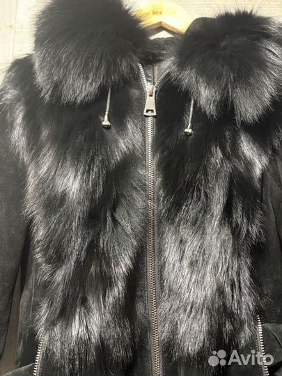 Куртка замшевая натуральная дубленка 44