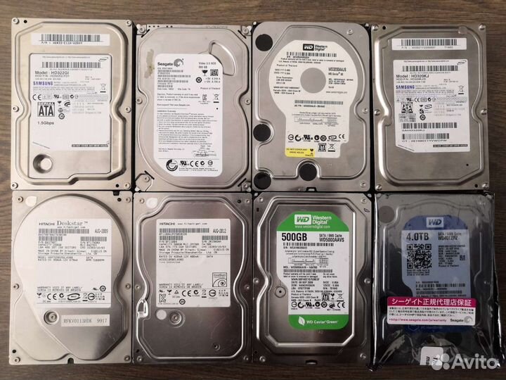 Жесткие диски 8 шт, от 250гб до 500гб SATA 3.5