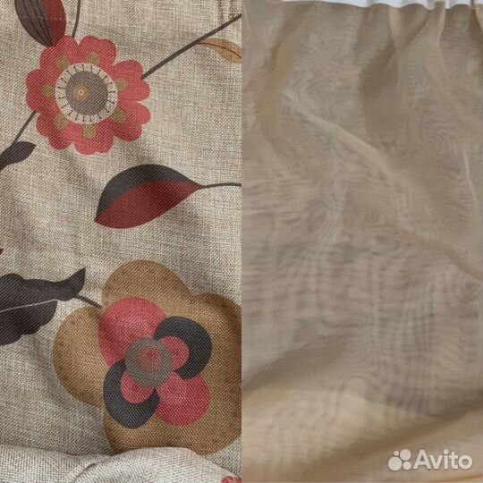 Шторы лён с вуалью готовые новые