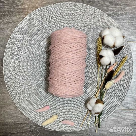 Шнур хлопковый 5 мм (пудровый) 50м