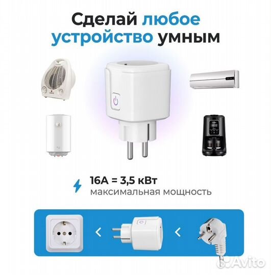 Умная розетка 16А