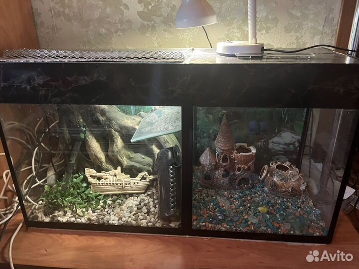 Аквариум двойной объмом 200л для черепах и рыб