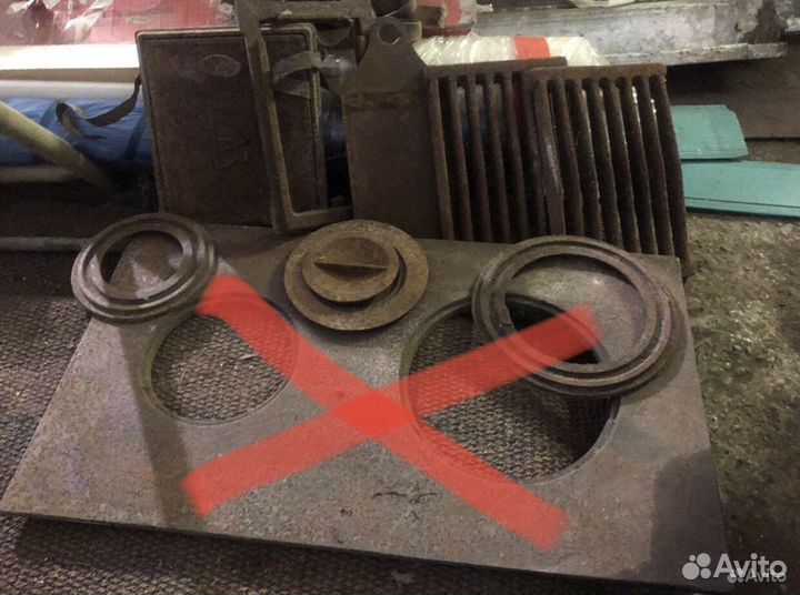 Чугунные заслонки, дверца, колосники для печи