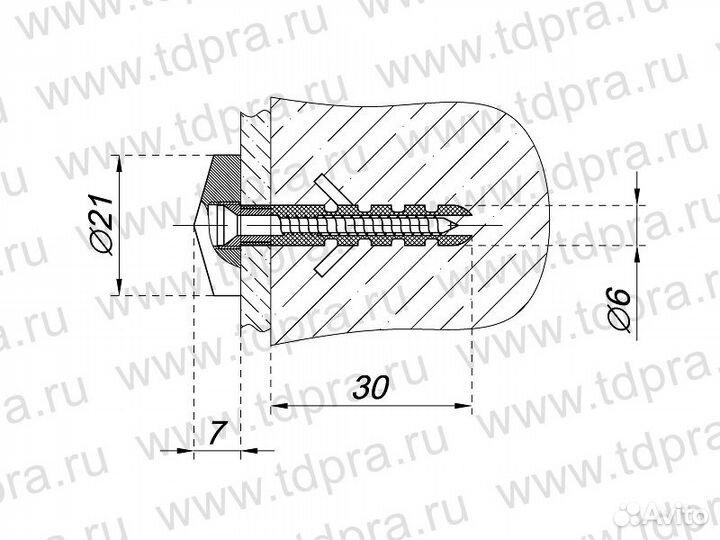 Крепление зеркал Конус 21мм хром 13-02-21