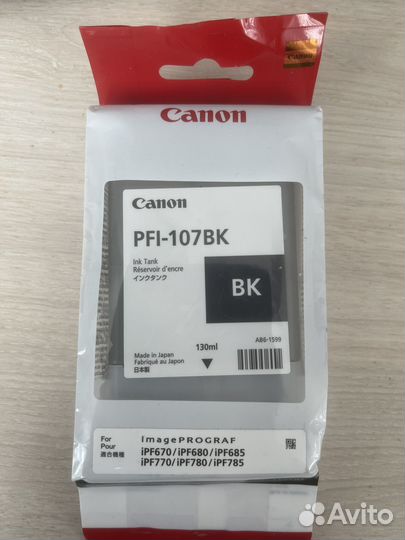 Новые картриджи Canon PFI-107BK (Y) оригинал
