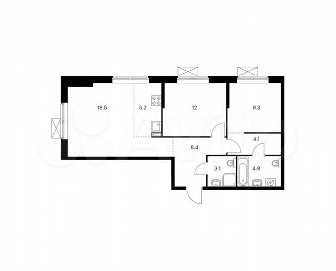 3-к. квартира, 65,4 м², 16/16 эт.