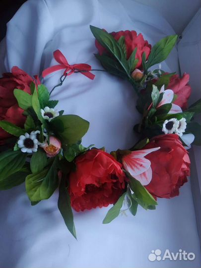 Венок на голову,ободок, цветы,маки,аксессуар