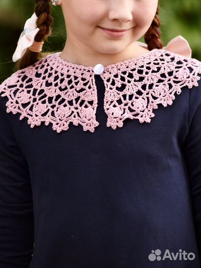 Воротник вязаный белый розовый бежевый