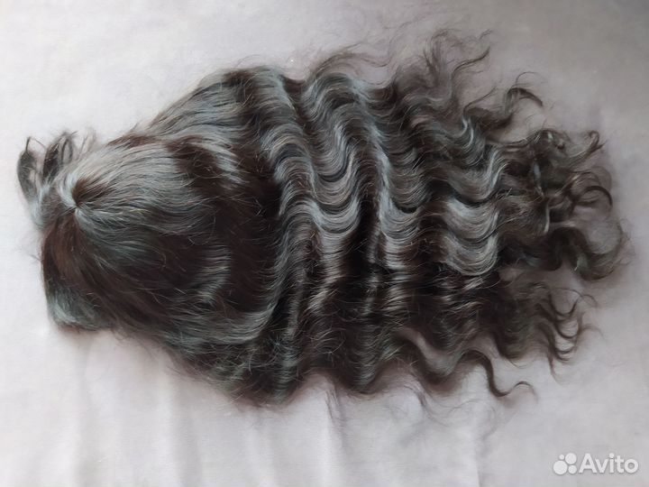 Парик из натуральных волос с челкой новый