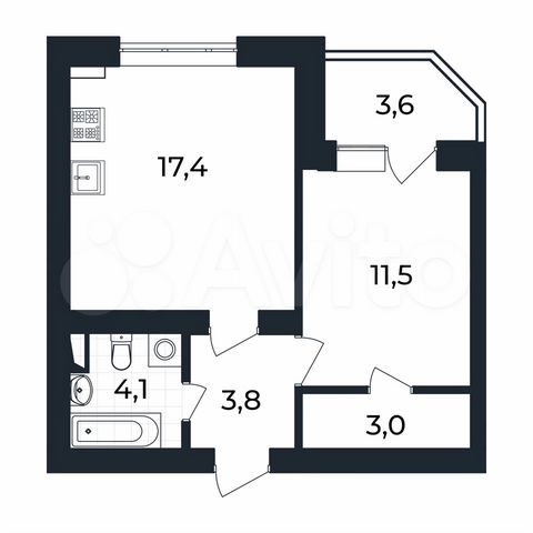 1-к. квартира, 41,6 м², 3/3 эт.