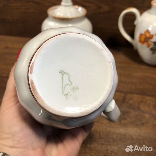 Чайный сервиз оранжевый мак Дулево