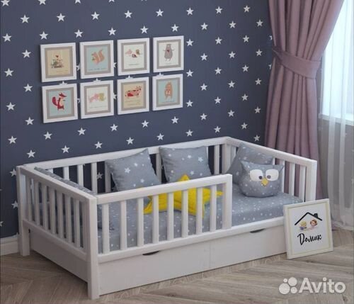 Кроватка сингл от 2х лет высокий борт из натуральн