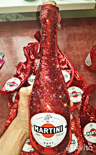 Чехол с пайетками на бутылку шампанского