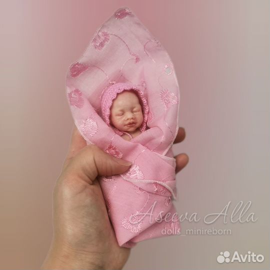 Силиконовый мини реборн пупсик 11см кукла