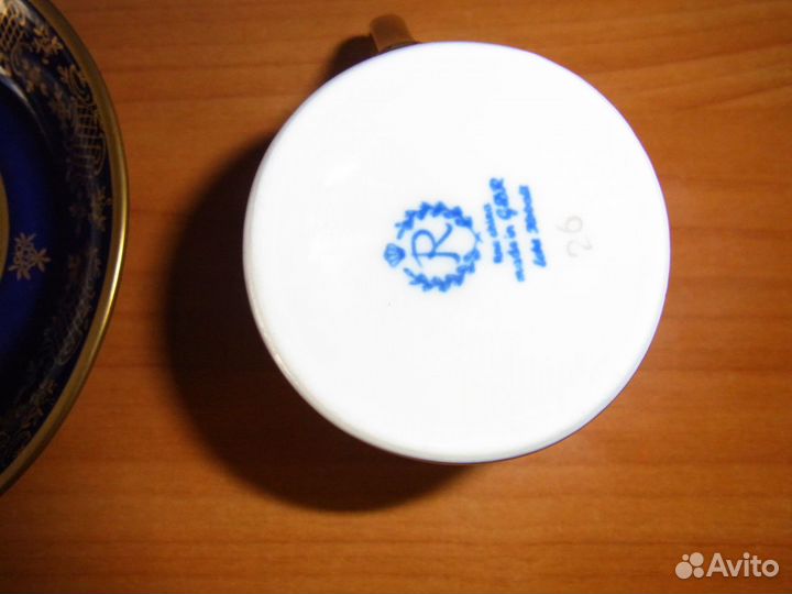 Кофейная пара Райхенбах, кобальт, золото ГДР