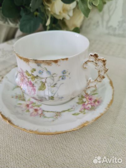 Старинная чашка с блюдцем. Limoges