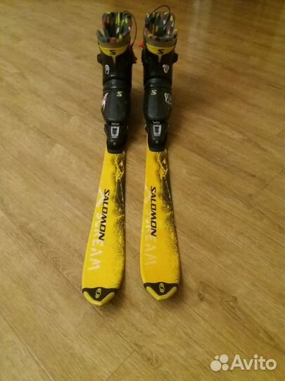 Горные лыжи 130 salomon + ботинки salomon 37 р