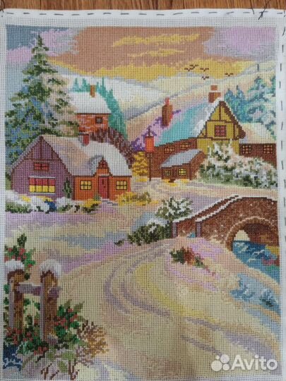 Картина вышивка крестом девочка природа