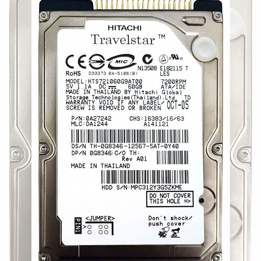 [HTS721060G9AT00] Жесткий Диск Hitachi 60gb 7200 Ide Hts721060g9at00