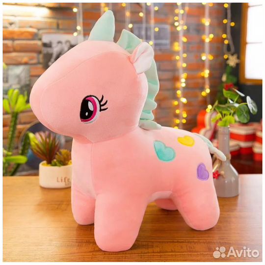 Единорог с сердечками 35 см мягкая игрушка