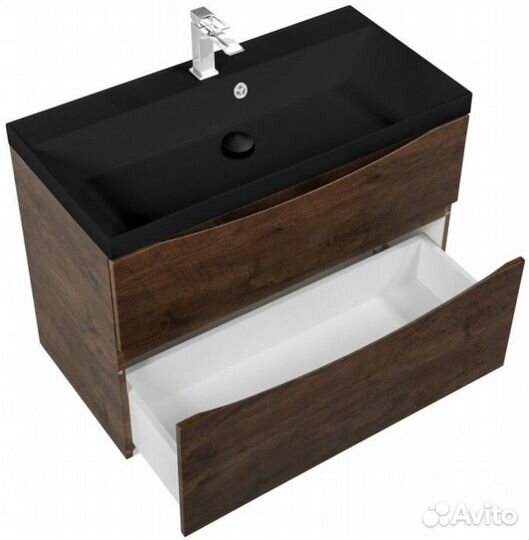 Тумба с раковиной BelBagno Marino-H60 90-BB900/450-LV-ART-AST-nero Rovere Moro