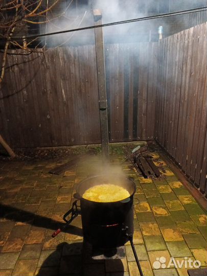 Печь учаг 3 мм с чугун казаном 16 литров, крышка