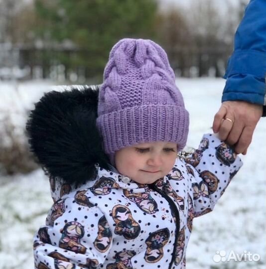 Шапка вязаная детская на 2-3 года