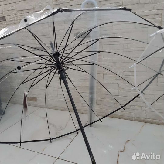 Зонт трость прозрачный 16 спиц