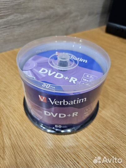 DVD-диск Verbatim DVD+R, 4.7 гб, Cake Box, 16x, 50