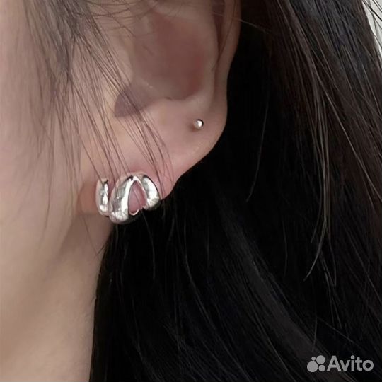 Серьги кольца серебро