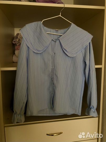 Летняя женская голубая рубашка xl