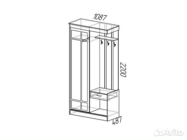 Прихожая с зеркалом и вешалкой Ясень шимо