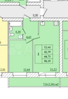 1-к. квартира, 50,2 м², 1/10 эт.