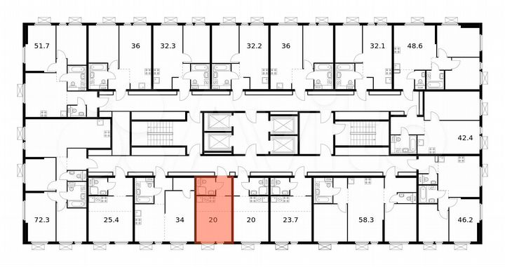 Квартира-студия, 20 м², 24/32 эт.