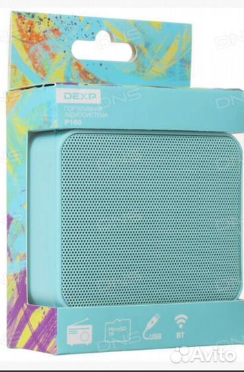 Портативная колонка dexp P160, голубой