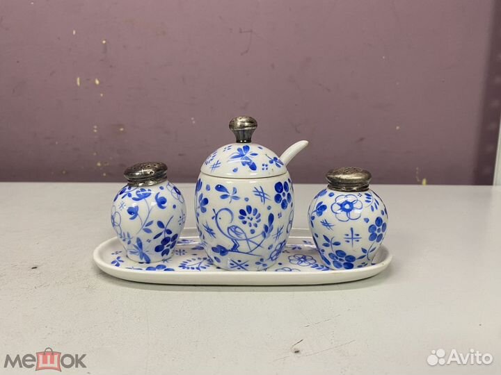 Набор для специй фарфор серебро 19век