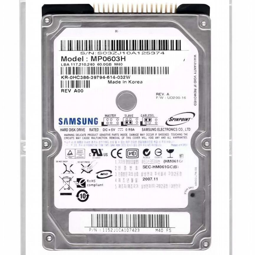 [MP0603H] Жесткий Диск Samsung 60gb Ide 2,5" Hdd Mp0603h