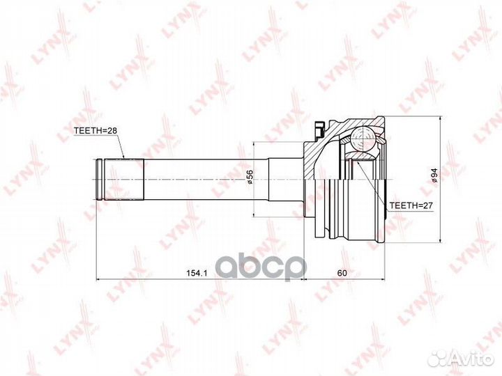Шрус наружный перед прав/лев CO5506 lynxauto